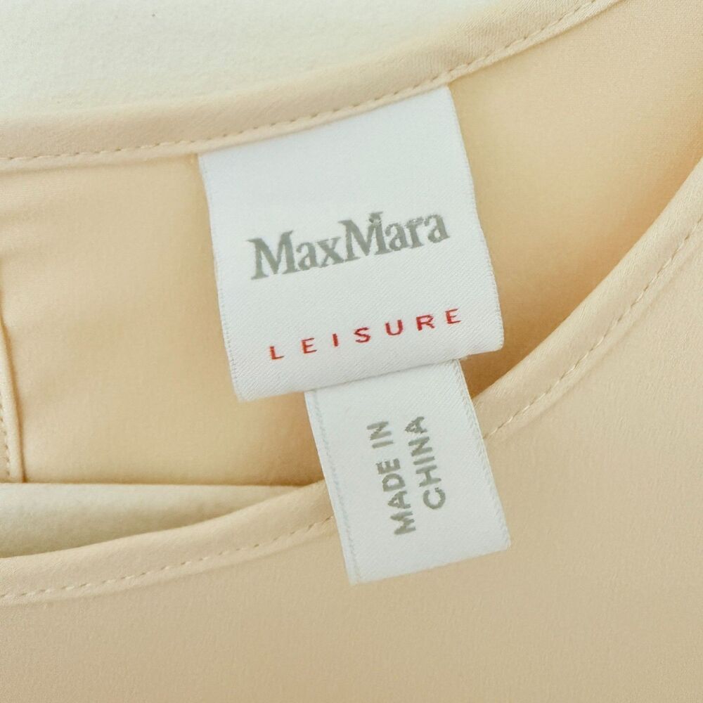 Max Mara Leisure Sleeveless Top Satin Feel Polyester Blouse Minimalist Luxury S - Picture 3 of 6
